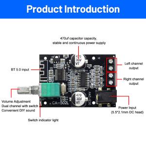 CA-502L MINI 5.0 Wireless Audio Digital Power Amplifier Board 50Wx2 bt Amp