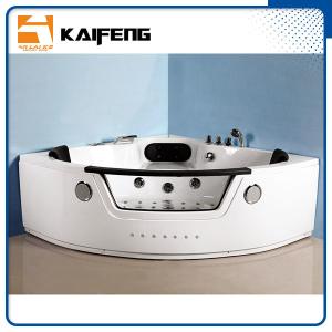 Two Person Sector Corner Whirlpool Bathtub Triangle Jacuzzi Tubs With Glass