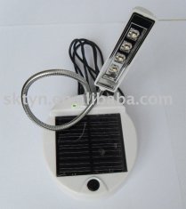 Solar rechargable 4 LEDS reading lamp with USB cable