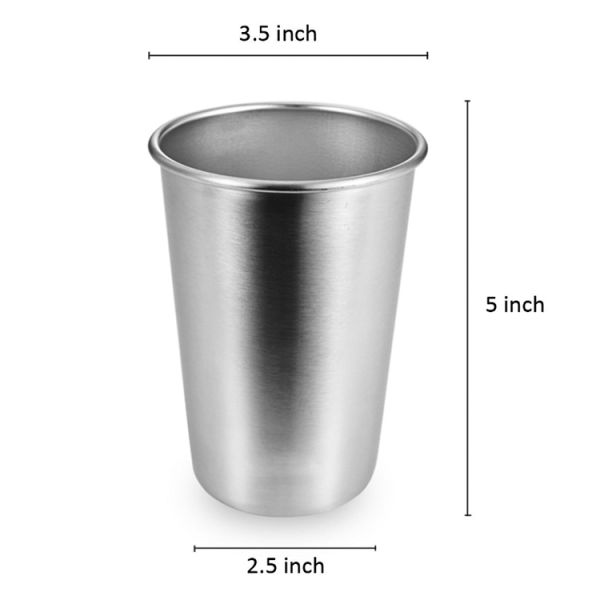 16 Oz Metal Drinking Tumbler Unbreakable Beer Cups None BPA, Metal Shatterproof Stackable Pint Drinking Cups for Adults or Kids