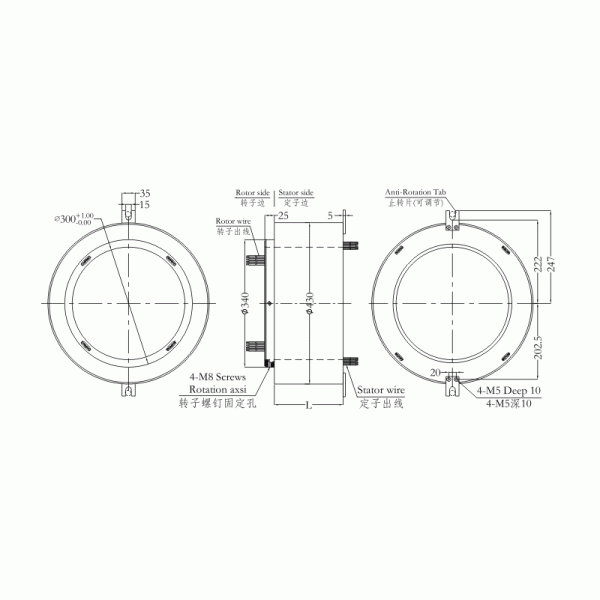 IP51 300mm Rotary Electrical Joint Large Slip Ring