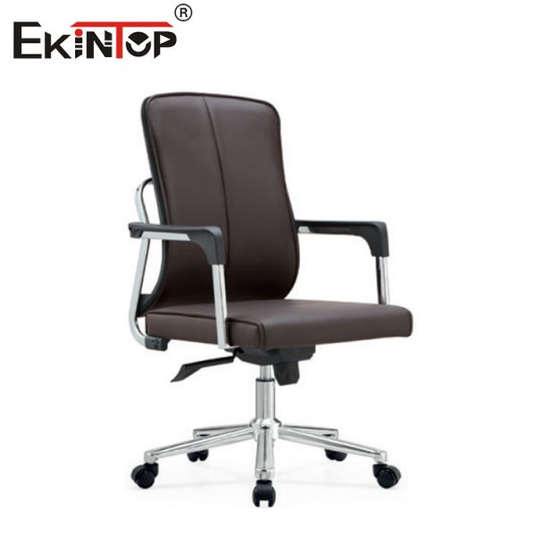 Buy Brown Leather Office Chair With Swivel Function Adjustable Height at wholesale prices