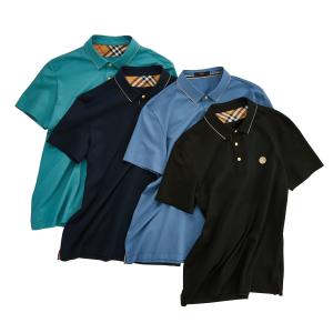Short Sleeve Solid Color Golf Polo Shirt in Polyester Spandex with Logo and