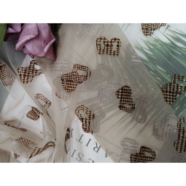 Heart Tulle Lace Printed Flocked Mesh Fabric For Children's Clothing