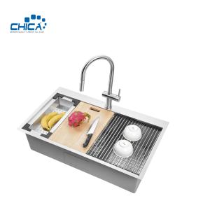 commercial topmount handmade house kitchen sink single bowl SUS304 stainless