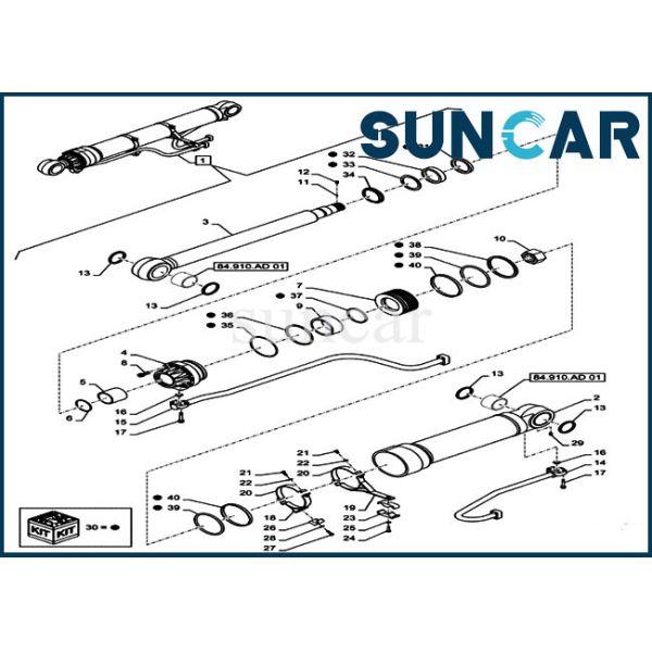 Boom Sealing Kit LZ013760 Cylinder Repair Seal Kit For Excavator Case CX490D LC