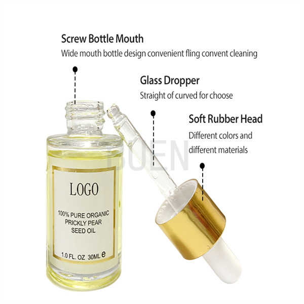 Flat Shoulder Liquid Glass Dropper Bottle With Soft Rubber Head