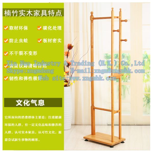 Wooden coat rack, bamboo hangers, living room furniture