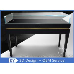 Black Stainless Steel Frame Jewelry Pedestal Showcase With LED Lights