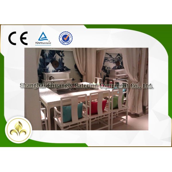 Outdoor / Indoor Teppanyaki Grill Plate Table Eight Seats Built In Electrostatic