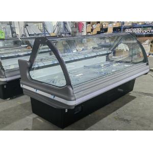 Quality Commercial Refrigerated Showcase Cooked Food Display Cooler With Curved Glass for sale
