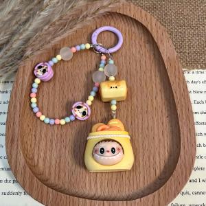 Labubu PVC Keychain Pop Mart Monster Doll Bag Charm Phone Lanyard Mobile Phone