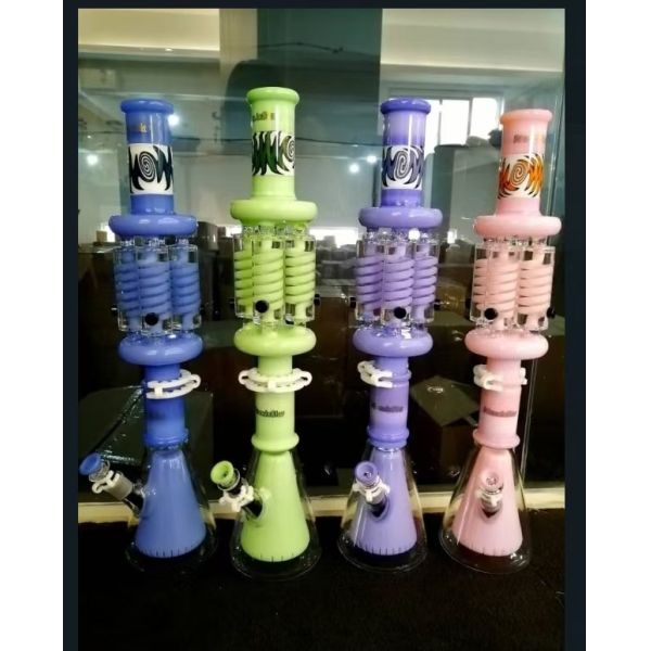 Buy 18 Inches Glass Smoking Water Pipe High Big Beaker Fumed Silver Fancy Unique at wholesale prices