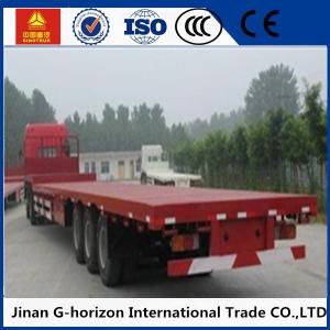 13T Fuwa Axle 40 ton Flat Bed Semi Trailer , Container Semi Trailer Yellow Red