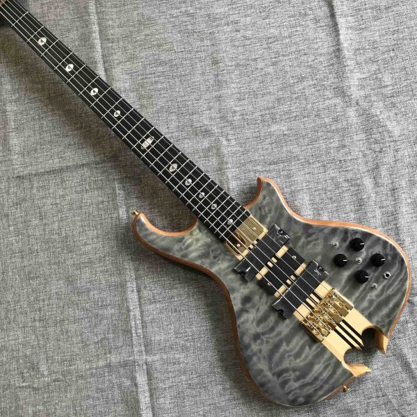 2023 NEW Custom Alembic Style Neck Through Body Mark King Signature Deluxe 5 Strings Electric Guitar Bass