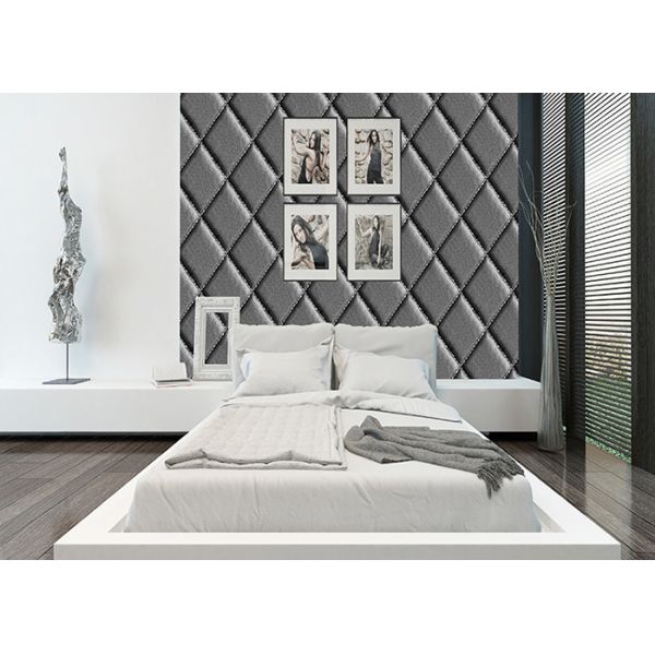 Diamond Pattern High Imitation Leather Wallpaper , Modern Room Wallpaper PVC