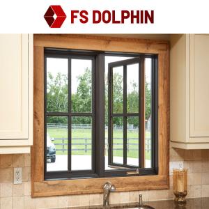 Double Glazed Aluminum Casement Window Hurricane Proof Impact Powder Coated