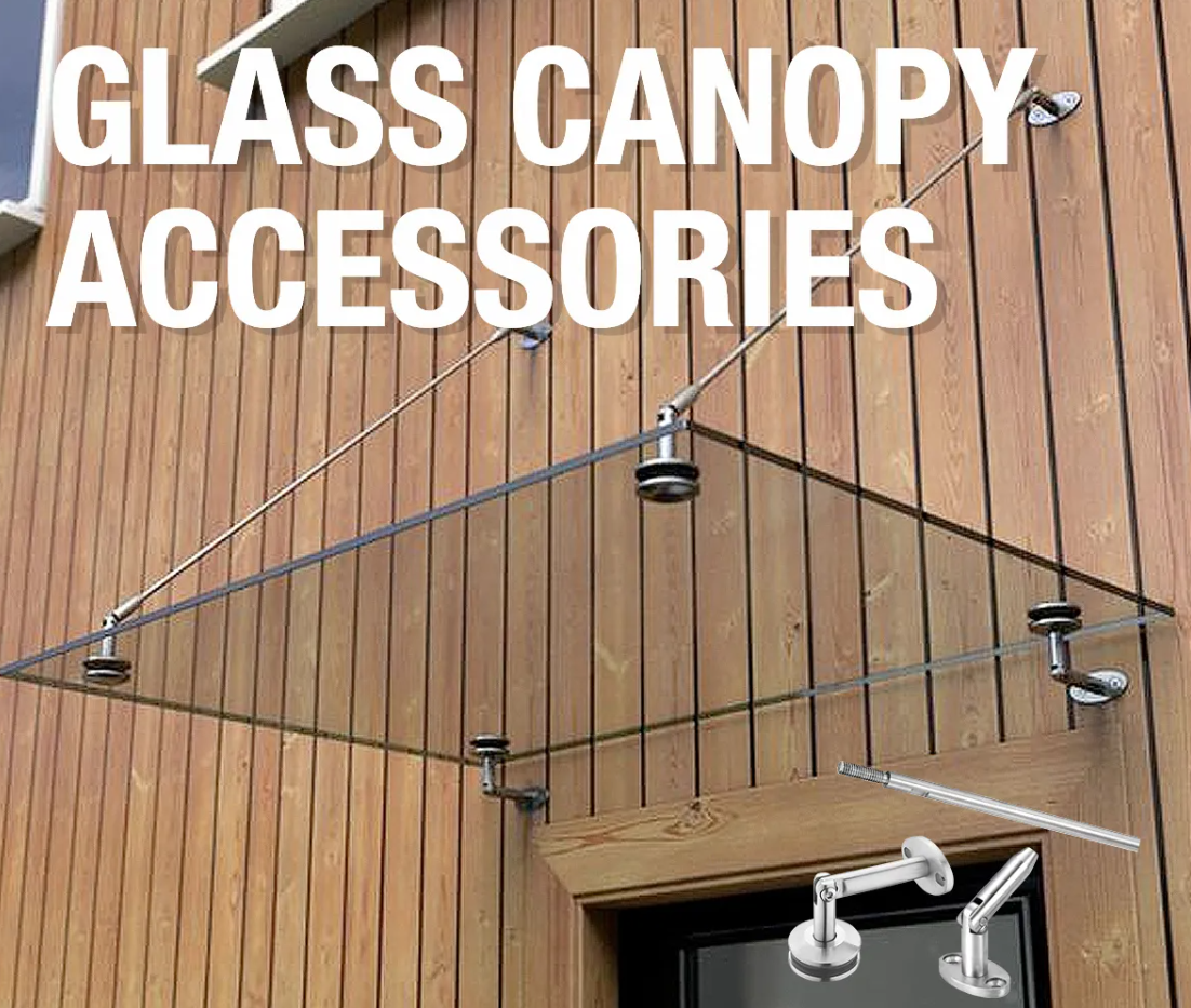 Stainless Steel Window Awning Hardware Kit Glass Canopy Fittings 12mm Mirror