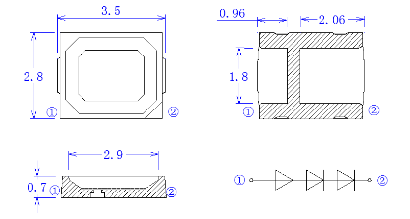 Home Green PCT SMD RGB LED Chip 2835 9V For Wedding Decoration