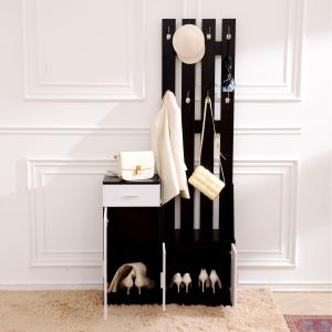Convertible Height 187cm Multifunctional Shoe Rack Width 32cm With Drawers