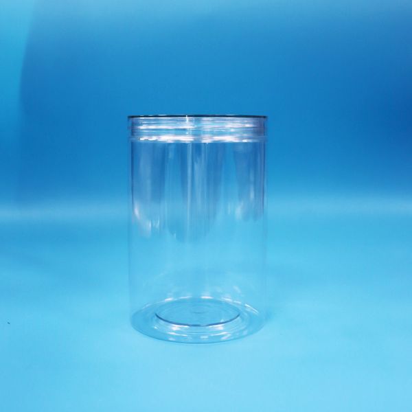 Buy 35.5oz Food Grade Food Candy Nuts Clear Cylinder Round PET Plastic Jar Clear Screw Lid at wholesale prices