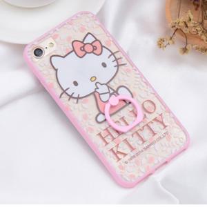 China Hard PC + Silicone Side Cute Cat Ring Buckle Back Cover Cell Phone Case For iPhone 7 7 Plus 6 6s Plus on sale