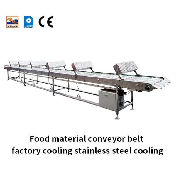 Stainless steel column cooling conveyor belt with cooling fan