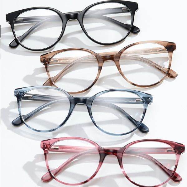 Exquisite Fashion Round Acetate Frame Glasses Optical Spectacles Woodgrain