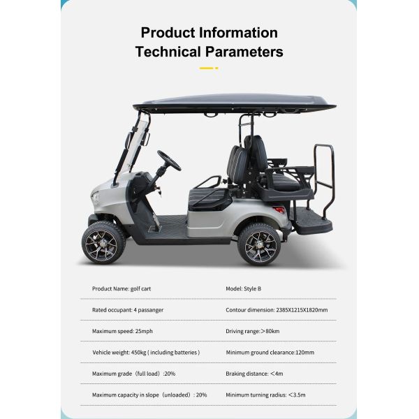 Off Road 6 Passenger Electric Hunting Golf Cart with Powerful 5KW Motor and Long Range