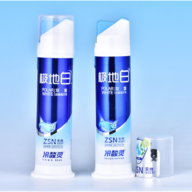 100ml Pump Bottle Toothpaste Packaging Tube Empty Plastic Airless Tube Bottle for Toothpaste