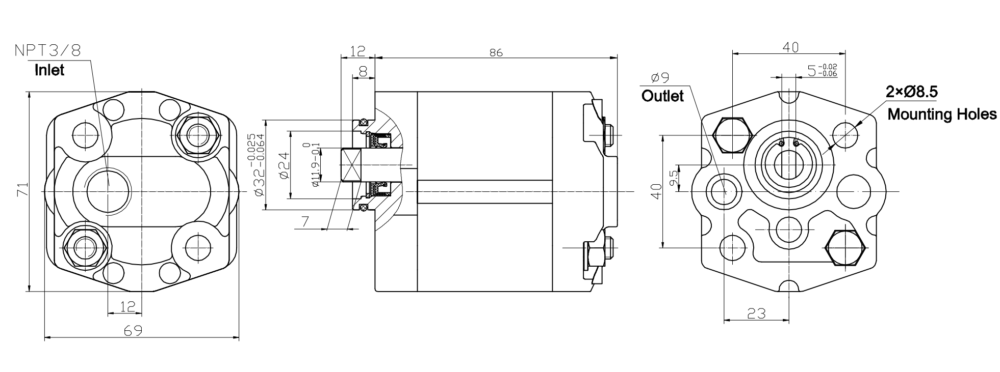 Silent Series Helical Gear Pump / Bendend Gear Hydraulic Motor