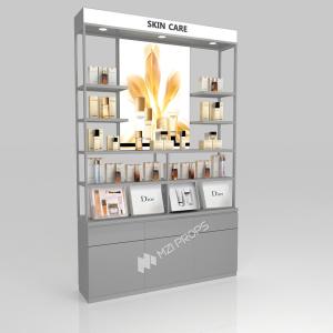 Beauty Store Table Grey Transparent High Cabinet With Double-Sided Light Box
