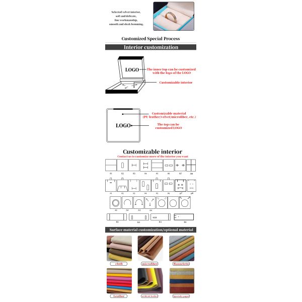 Customized Jewelry Package Grade Velvet Box with Logo and Silk Screen Printing