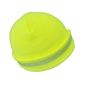 High Visibility Reflective Beanie Hat Autumn Winter Warm Ear Protection Knitted