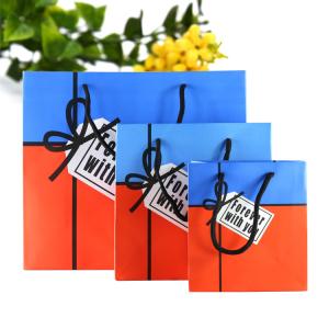 Custom printing logo advertising paper bag with false label