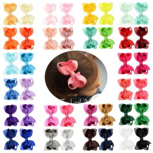 40pcs 3 Red Pink Green Ribbon Hair Bow With Clip Kids Girls