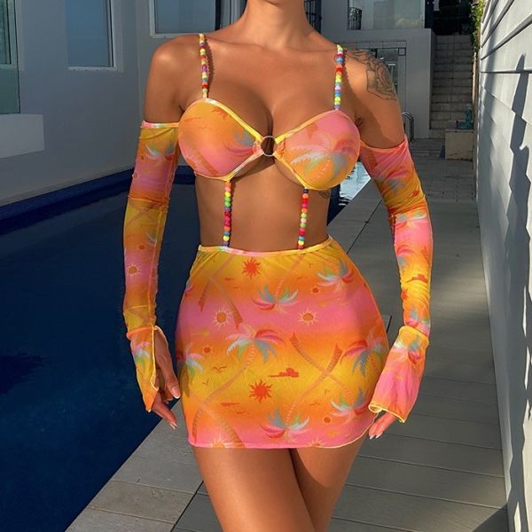 Buy Tie Closure Swimming Suits Bikini with Lining Underwire/Wirefree Support at wholesale prices