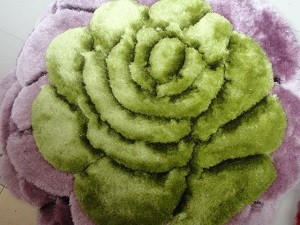 3D Rose Design Polyester Silk 2400G/SQM Shaggy Carpet Rug