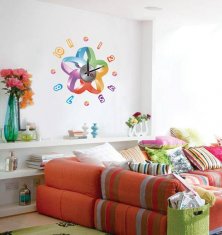 Flowers Home Decor Acrylic Wall Sticker Clock 10D049