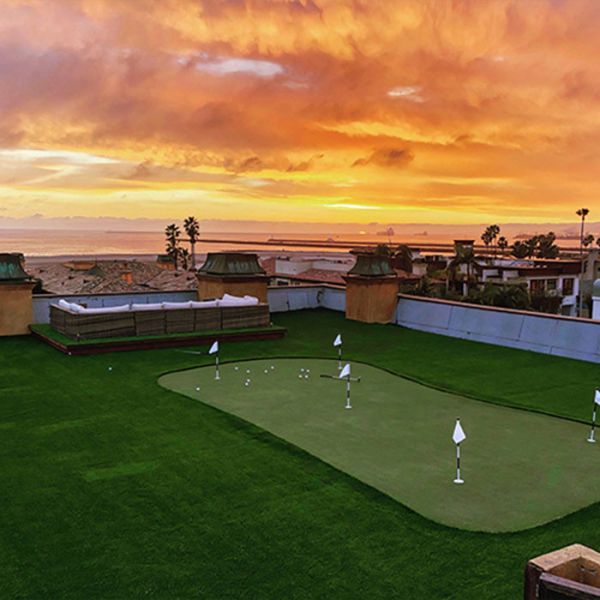 Green Golf Artificial Turf Dtex 6000 15mm Artificial Grass With Curved Fiber For Sports And Gardens