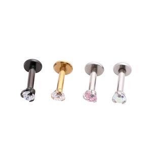 Quality Internally Threaded Labret Piercing Jewelry with Prong Set Gem Top for sale