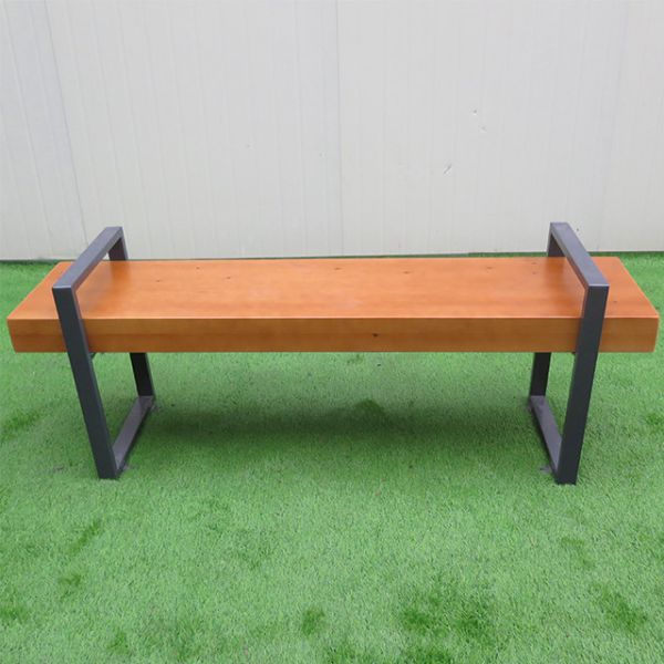 Patio Outdoor Metal Wood BENCHES Outdoor Furniture Moden Long Bench chair with