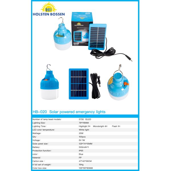 20w Solar Camping Light Usb Rechargeable Bulb With Solar Panel