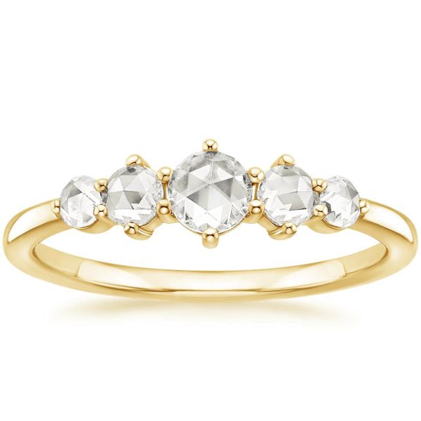 Different Size Rose Cut Diamond Engagement Ring , 0.49ct 4mm Diamond Ring