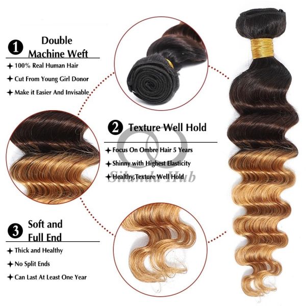 #T1B/4/27 Loose Deep Wave Remy Human Hair Bundles Sew In Weave Bundles Brazilian Bundle Deals