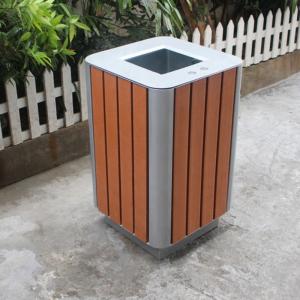 China Steel And Recycled Plastic Outdoor Trash Cans Rectangular Outside Waste Bin With Ashtray on sale