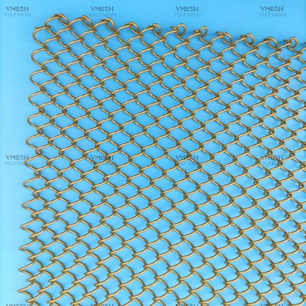 Gold Color Anti Rust Aluminum Decorative Mesh Metal Coil Drapery