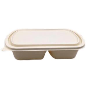 Camping And School 800ML Cornstarch Compostable Two Compartments Lunch Boxes