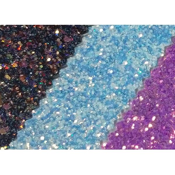 Attractive Style 3D Glitter Fabric Multi Color Pu Glitter Leather Rainbow Chunky