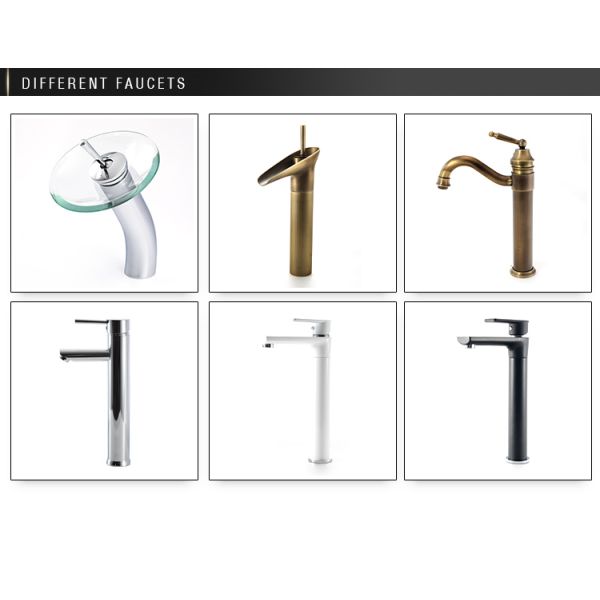 Sanitary Wares Decorative Waterfall Faucet Glass Sink for Bathroom Wash Basin